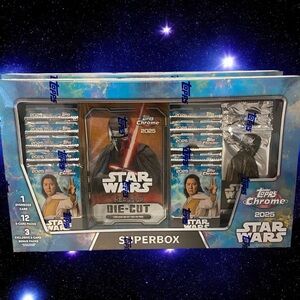 NEW SEALED Topps Chrome Star Wars Super Box 2025 Costco Exclusive Trading Cards